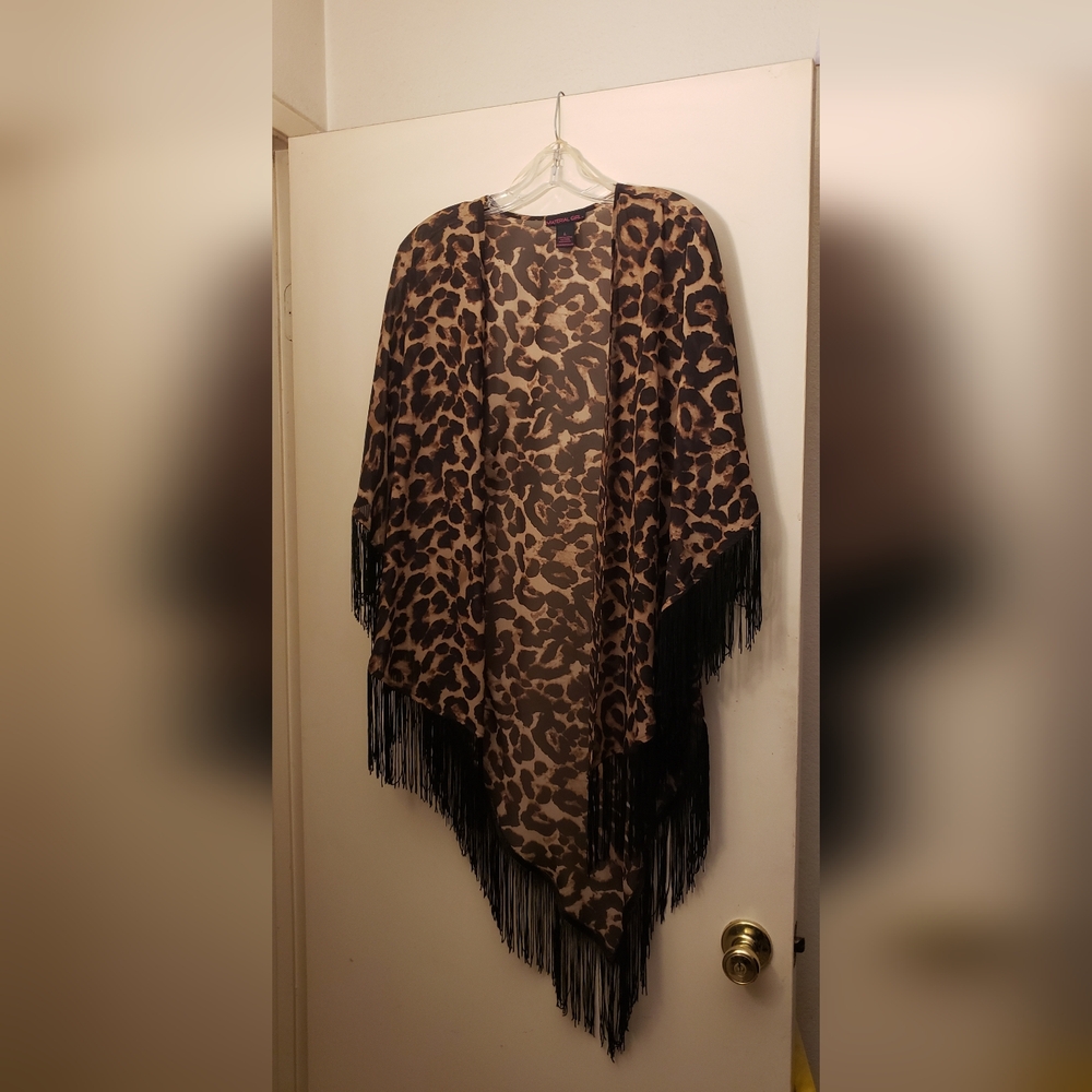Leopard,  Material girl , Boho beach cover up or shawl like cardigan. New